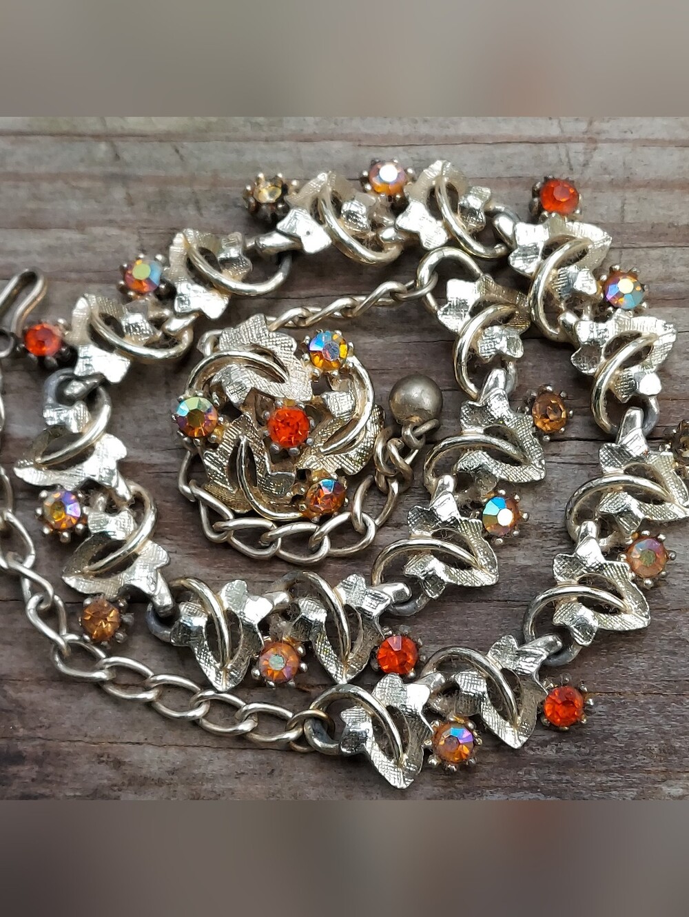 Vintage Rhinestone Choker Length Necklace With Single Matching Earring